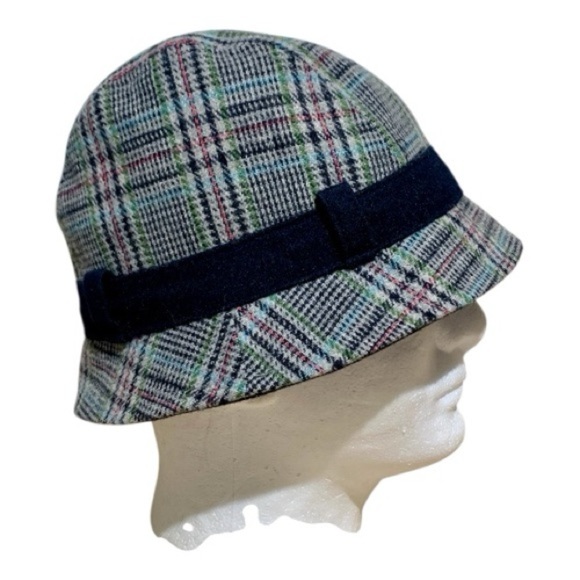 Vintage Wool Plaid Bucket with Black Band - Picture 2 of 3